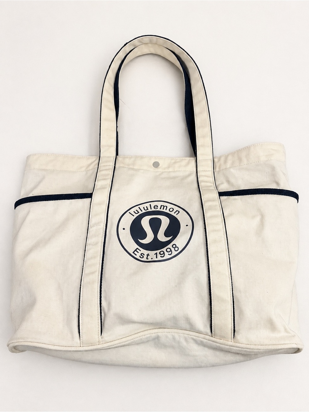Vintage Lululemon Est. 1998 Cream Canvas Gym & Tennis Tote Bag